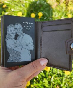 ארנק כרטיסים נשלפים עם חריטת תמונה