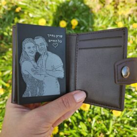 ארנק כרטיסים נשלפים עם חריטת תמונה