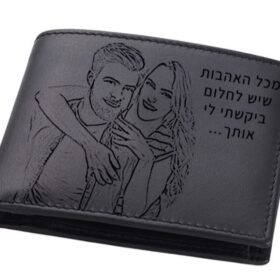 ארנק איטלקי שחור לגבר עם תמונה